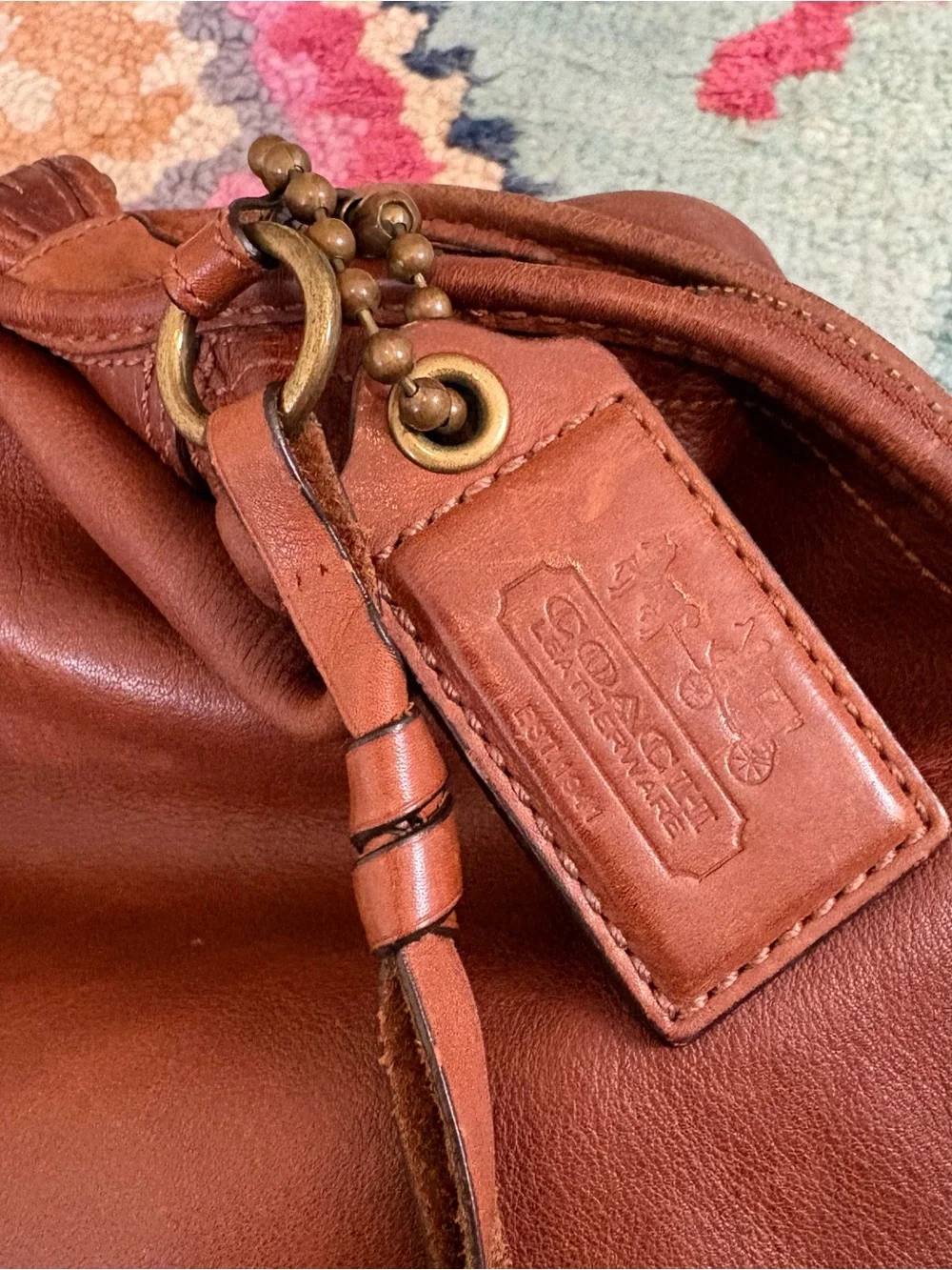 Vintage Coach 2007 XL Bleecker duffle leather tattersall whipstitch bag